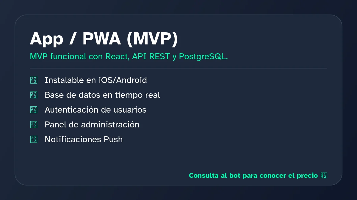 Infografía explicativa de App / PWA (MVP)